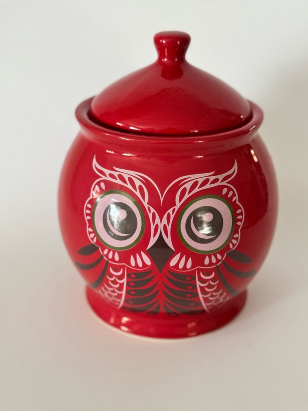 Katie Brown Red Owl Ceramic Cookie Snack Jar